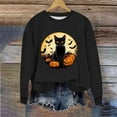 thumbnail image 6 of Dazajoo Black Cat Halloween T Shirt for Women Long Sleeve Festival Funny Tops Lightweight Crew Neck Graphic Tees,Black,L, 6 of 7