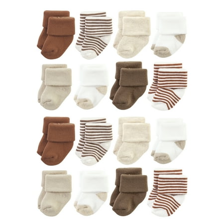 

Hudson Baby Cotton Rich Baby Terry Socks 16-Pack Neutral Brown 0-6 Months