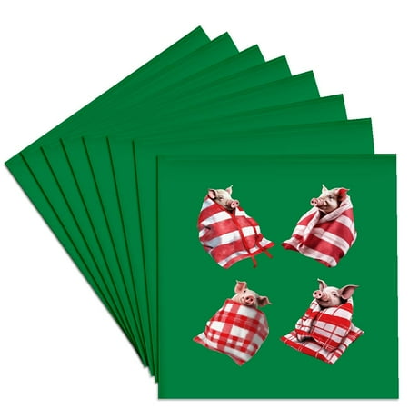 

3dRose Funny Festive Pigs in Blankets Christmas Pun 5 Set of 8 Ceramic Tile Coasters