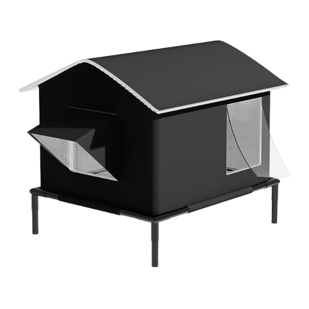 Caseta de invierno aislada para gatos, caseta elevada para mascotas, caseta impermeable para gatos de exterior sin hielera