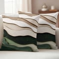 thumbnail image 2 of 2 Pack Outdoor Waterproof Throw Pillow Covers,Modern Khaki Green Wave Texture Decorative Square Patio Pillowcases for Chair Couch Sofa 16x16in, 2 of 9