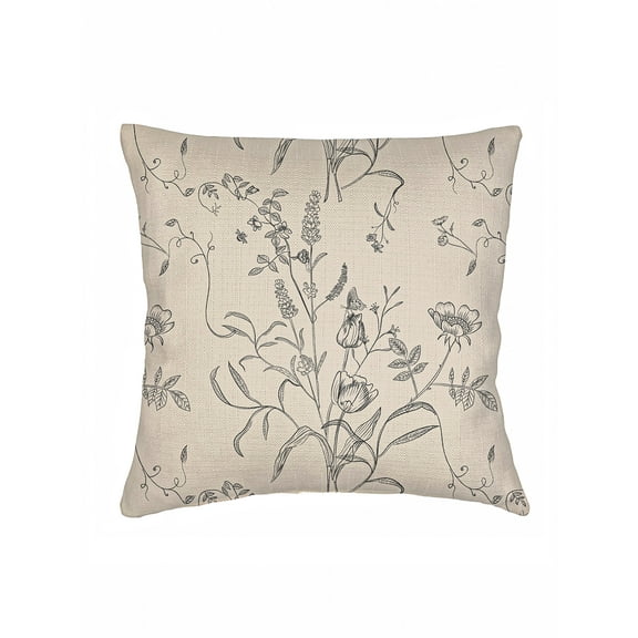 English Garden Natural Linen Pillow 20x20 Down Alternative