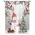 thumbnail image 2 of Grey Snowman Christmas Sheer Curtains 96 Inches Long, Xmas Tree Branch Birds Light Filtering Window Curtains for Living Room/Bedroom, Rod Pocket Voile Sheer Curtain Drapes, 52"W x 96"L, 2 Panels, 2 of 9