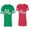 Men Green / Women Red, variant on Old Mr Mrs Unisex Couple Matching Cotton Jersey style T-Shirt Contrasting stripes on sleeves (Men Green / Women Black) (Men S / Women S)