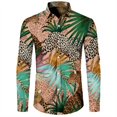 thumbnail image 1 of Camisa elegante para hombre con estampado de leopardo en 3D cuello vuelto botones manga larga ropa de calle vintage para hombre y mujer camisetas, 1 of 6