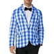 thumbnail image 1 of INSPIRAR CHIC Traje de Día del Padre para Hombre, Blazer de Cuadros Gingham de Un Solo Botón, Corte Regular, Solapa Muesca, S Azul Blanco, 1 of 5