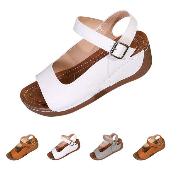 Miqool Sandals for Women Comfortable Wedge Platform Sandals Adjustable Ankle Strap Open Toe Casual Summer Walking Wedding Shoes