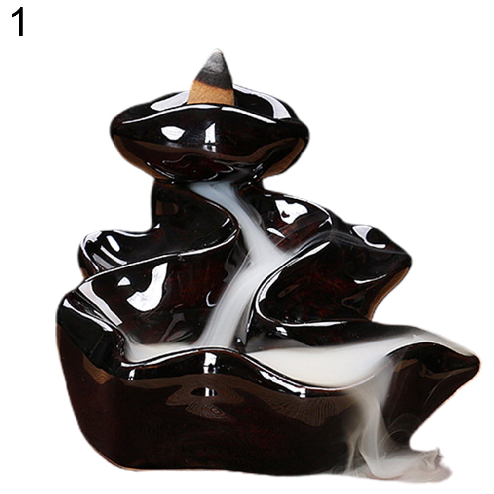 Yesbay Censer Ceramic Waterfall Backflow Incense Burners Holder Censer Diffuser Home Decor