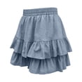 thumbnail image 3 of FRSASU Women's Frill Trim Ruffle Hem Shirred High Waist Shorts, Boho Casual Spring & Summer Tiered Layer Skirts Sky Blue, 3 of 7