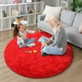 thumbnail image 3 of KIXINWA Red Round Rug for Girls Bedroom, Fluffy Circle Rug for Kids Room, 4x4 Feet Fuzzy Circular Rug, Soft Plush Area Rug for Bedroom, Non Slip Shaggy Living Room Rug, 3 of 6