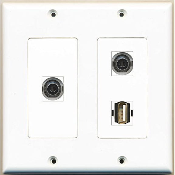 RiteAV - 1 Port USB A-A 2 Port 3.5mm - 2 Gang Wall Plate