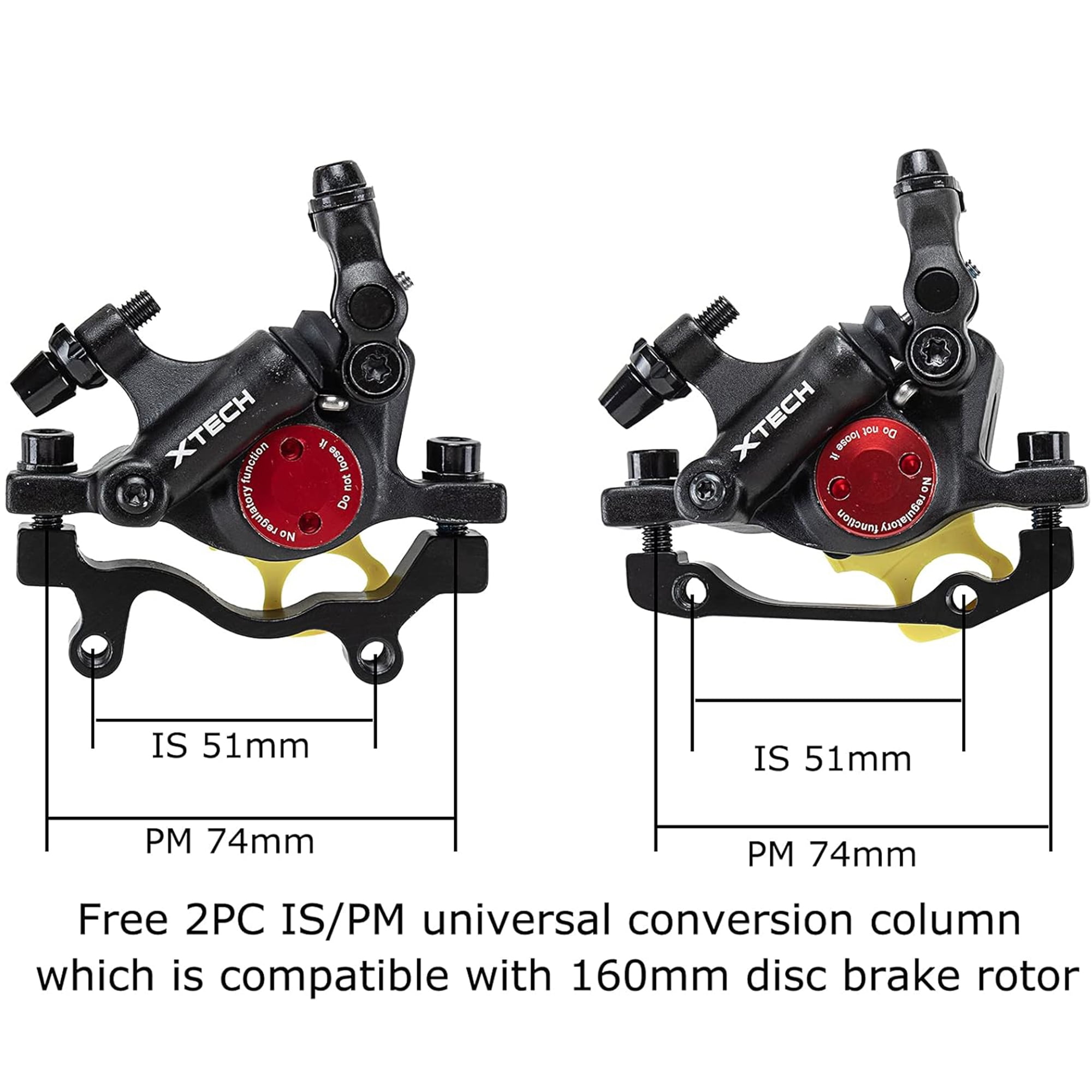 BUCKLOS Zoom HB-100 MTB Line Pulling Hydraulic Disc Brake Calipers Front + Rear, Aluminum Alloy Mountain Bike Hydraulic Disc Brakes with is/PM Universal Caliper Adapter for XC Trail, Fat Bike