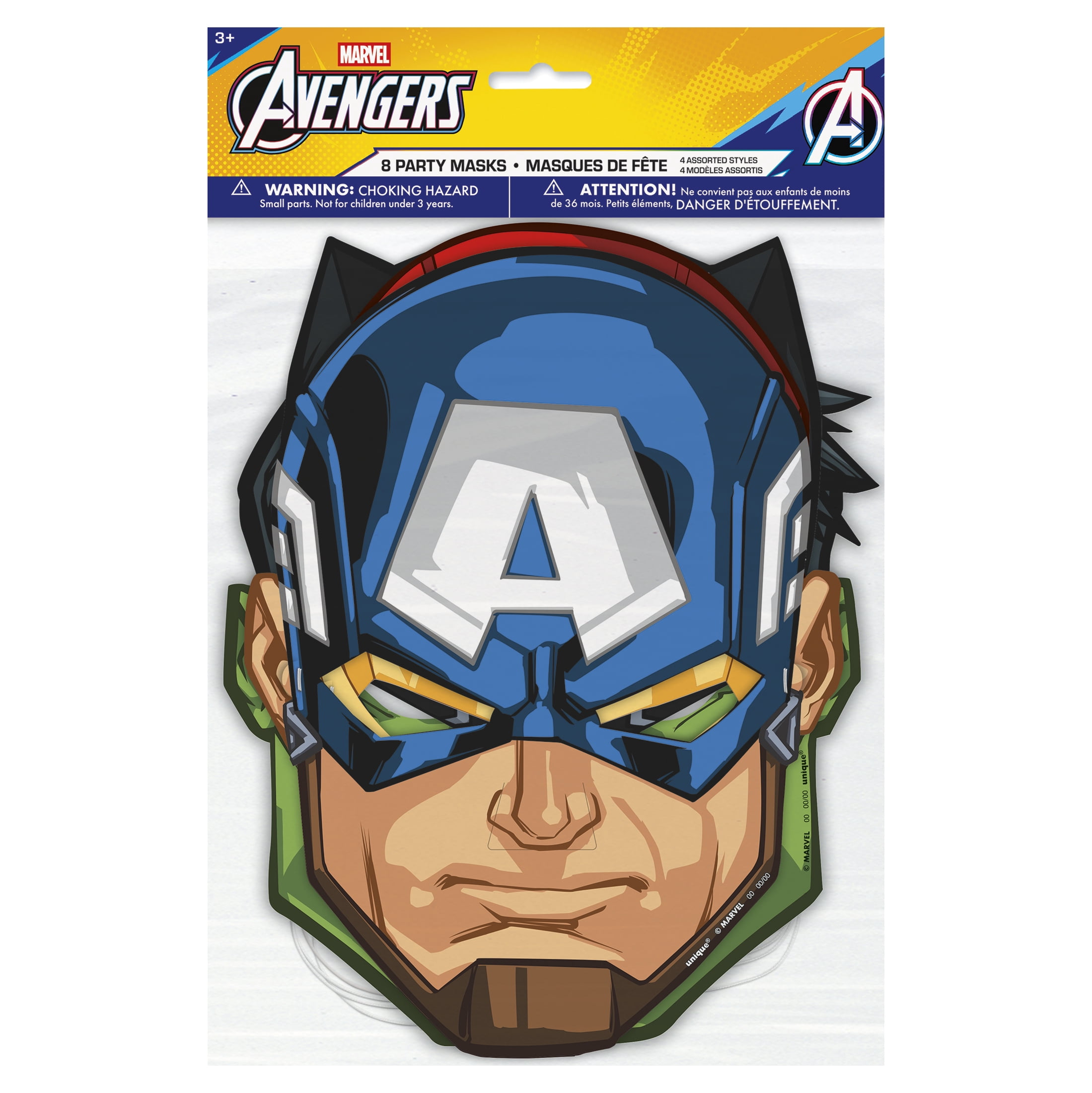 Marvel's Avengers 8 Count Multicolor Party Masks