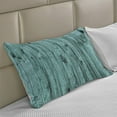 thumbnail image 2 of Turquoise Knitted Quilt Pillowcover, Wall of Turquoise Wooden Texture Background and Antique Timber Furniture Print, Standard King Size Pillow Cover for Bedroom, 36" x 20", Blue, by Ambesonne, 2 of 2