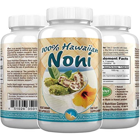 Hawaii Nutrition Company - Noni - 100% Grade A Noni Fruit Capsule - 100 Capsules - Boost Your Immune System, Manage Muscle & Joint Pain, Improve Digestion