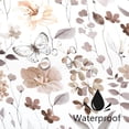 thumbnail image 4 of Brown Floral Shower Curtain, Watercolor Flower Fabric Shower Curtain for Bathroom, Cute Wildflower Butterfly Cloth Shower Curtain Set with Hooks, 72x72, 4 of 6