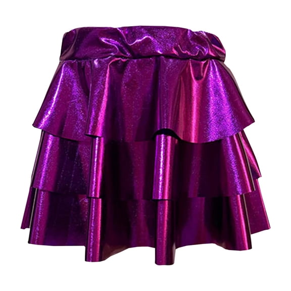 MEZZALL Child Dance Dress Gold Foil Shiny Layered Tutu Skirt Pleated Puffed Performance Short Skirt Cozy Toddler Sundress, , XS