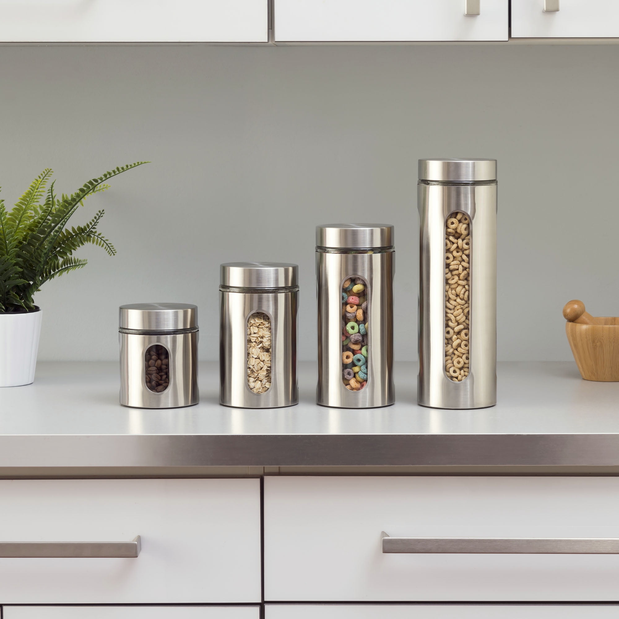 4 Piece Stainless Steel Canister Set