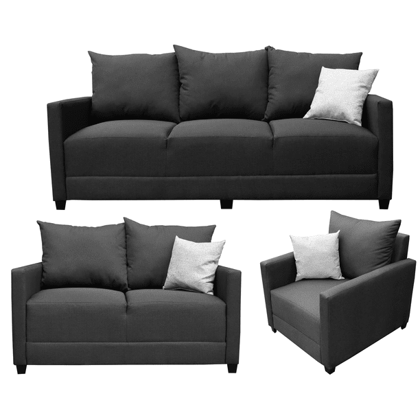 Sala Modular 3-2-1 El Bazar Store Atlanta Lino Gris Oxford Sofa Love seat sillon