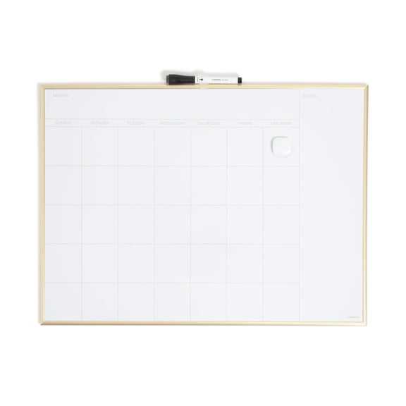 U Brands Gold Metal Frame Dry Erase Calendar Board, 17x 23