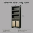 thumbnail image 6 of OAKHAM 5 Shelf Bookcase Set of 2 , 73" Tall Rattan Bookshelf with Doors Cabinet and Drawer, Midnight Oak, 6 of 11