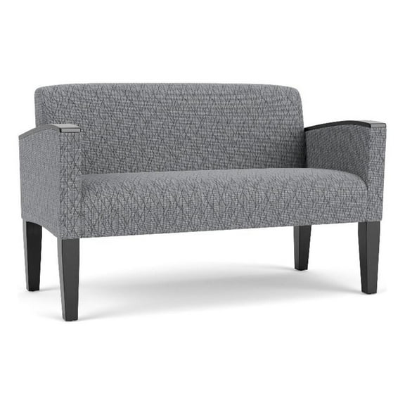 Belmont Lounge Lobby Reception Waiting Loveseat / Black Steel Legs / Gray