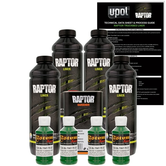 Raptor Emerald Green Urethane Spray-On Truck Bed Liner Texture Coating, 4 Liters