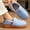 Blue, variant on Women's Memory Foam House slippers Closed Back Comfy Warm Plush Winter Wedge Slipper