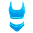 thumbnail image 7 of TOWED22 Women's High Waisted Bikini Sets Sporty Two Piece Swimsuits Color Block Cheeky High Cut Bathing Suits（BU1,L）, 7 of 7
