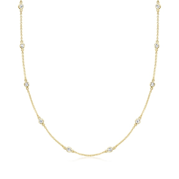 Ross-Simons 1.00 ct. t.w. Bezel-Set CZ Station Necklace in 18kt Gold Over Sterling, Women's, Adult