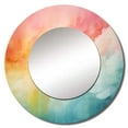 thumbnail image 2 of Designart "Northern Lights in Watercolor I" Northern Lights Coral Large Round Mirror - Round Bedroom Mirror Wall Decor - Traditional Round Printed Mirror - 29" x 29", 2 of 6