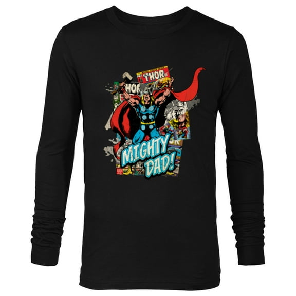 Marvel Thor Mighty Dad Comic Book Father's Day - Long Sleeve T-Shirt for Men - Customized-Black