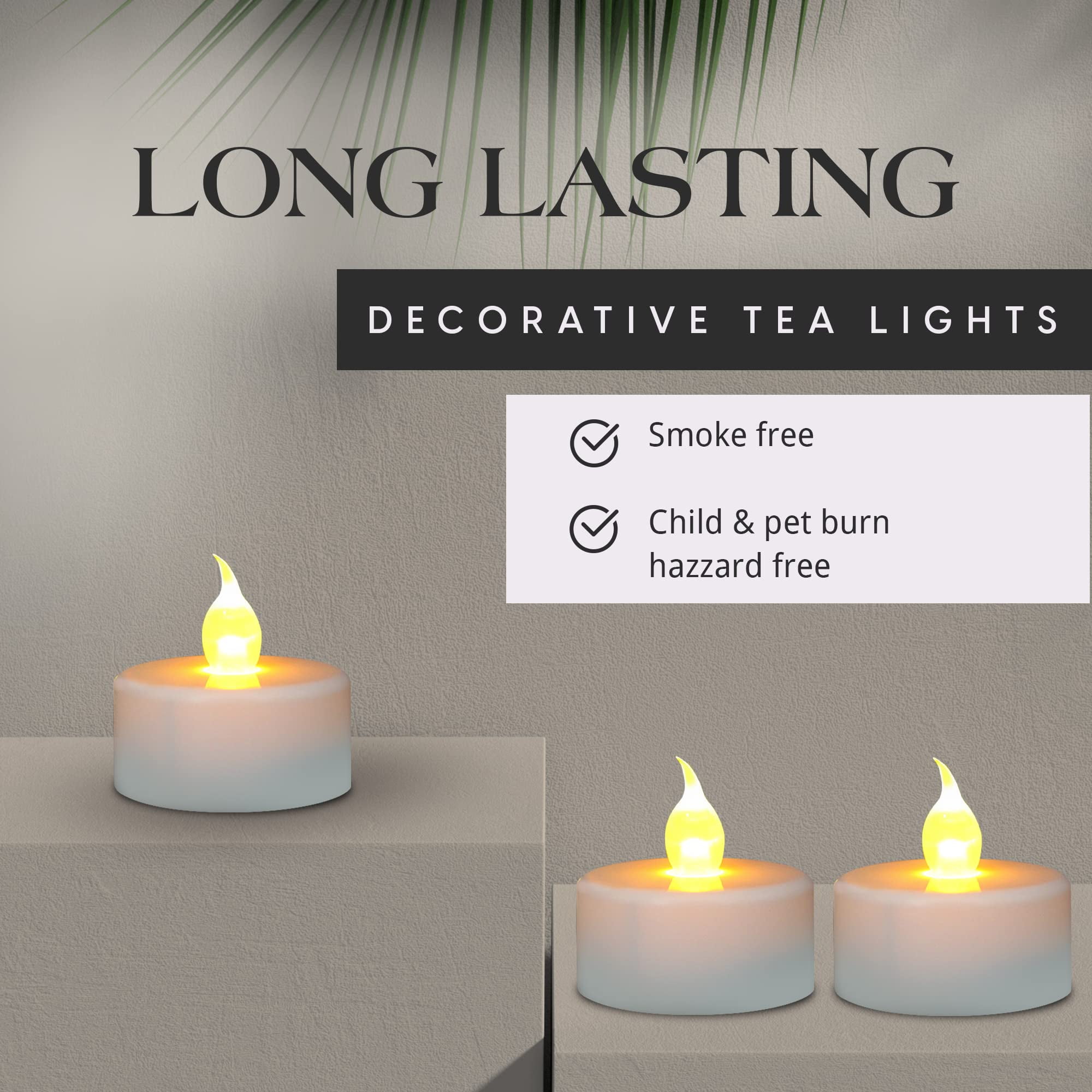 SLS SUPPLY FLORA 150-Pack Realistic Flickering Flameless Candles, Battery Operated Tea Lights, Electric Candle Sets for Home Decor, Fake Candles for Occasions, Batteries Included