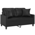 thumbnail image 2 of vidaXL Sofa Loveseat Couch Sofa Settee with Throw Pillows Black Faux Leather, 2 of 19