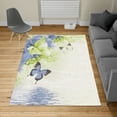 thumbnail image 2 of Floral Turkish Area Rug, Nature Theme Wild Flowers Monarch Flying Butterflies Lily on Lake Therapy Spa, Soft Carpet for Living Room Decor with Distressed Look, 5.2' X 7.6', Ceil Blue, by Ambesonne, 2 of 4
