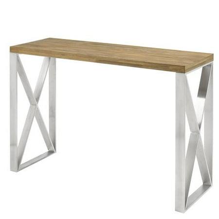 Brayden Studio Rempe Stainless Steel Distressed Wood Console Table Brayden Studio Rempe Stainless Steel Distressed Wood Console Table