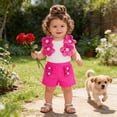 thumbnail image 2 of JAJAHO Baby Girls Clothes 2 Piece Outfits Summer Toddler Sleeveless Floral Appliques Tank Tops And Shorts Set Comfortable Outfit, 2 of 6