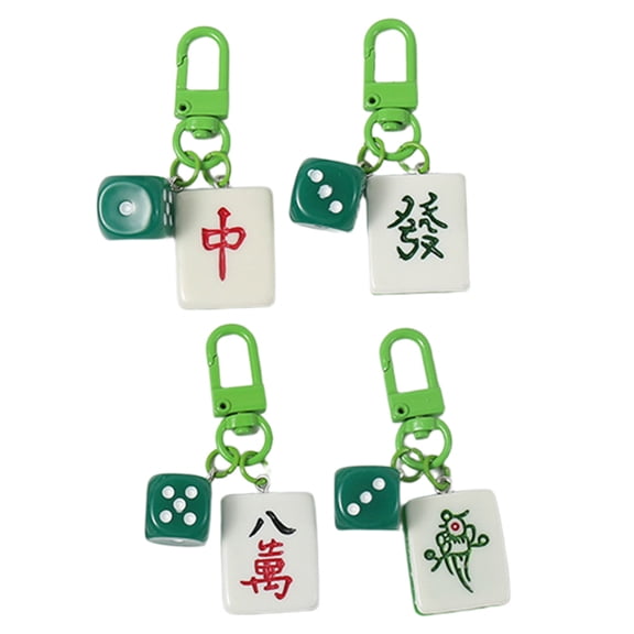 OFFIGAM 4-Pack Mahjong Keychain Bag Charms Unique Design Portable Accessories for Daily Use and Giving