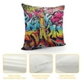thumbnail image 4 of COMIO  Brick Wall Throw Pillow Cushion Cover, Graffiti on Urban Street Art Stones Spray Paint Look Tagger Underground Illustration Print, Decorative Square Accent Pillow Case,Soft Red, 4 of 5