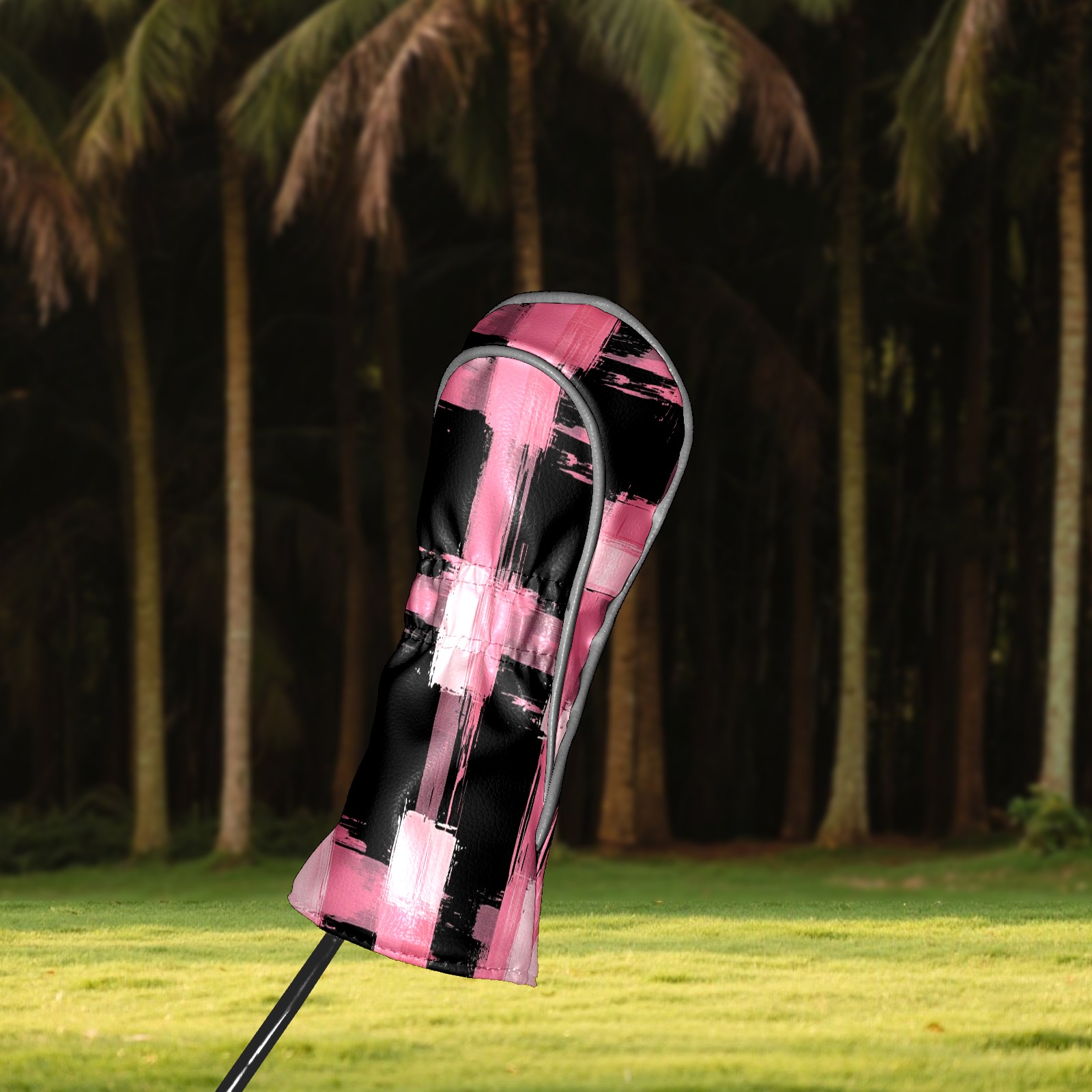 Golf Club Covers PU Leather Waterproof Head Covers for Fairway Woods Hybrids Gradient Grid