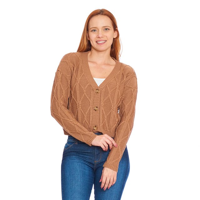 Sueter Con Botones Dama Mujer Sweater Camel Holgado cafe M Incógnita 330790