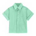 thumbnail image 5 of YOUYEDIAN Teen Girls Cotton Linen Shirts Lapel Short Sleeve Button Down Blouses Kids Summer Casual Lightweight Solid Beach Tops (Mint Green, 11-12 Years), 5 of 6