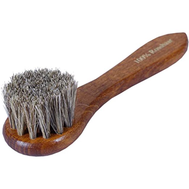 Cepillo de aplicación de limpiabotas - Crin de caballo - Cepillo para zapatos y bolsos de cuero - Cuidado del calzado para el hogar y los viajes (Cinta de caballo) TUNC Sencillez