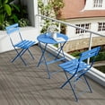 thumbnail image 4 of Outdoor Patio Furniture Sets, 3 Piece Patio Set of Folding Bistro Table and Chairs with Cushion, Metal Patio Conversation Chairs and Coffe Table for Front Porch Yard Lawn Poolside Balcony,Blue, 4 of 11