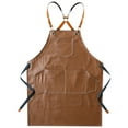 thumbnail image 5 of Delantal de trabajo de cuero grueso con espalda cruzada, delantal de Chef ajustable, impermeable, multibolsillo, sin mangas, ropa con correa ajustable, 5 of 5