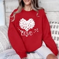 thumbnail image 5 of Women's Valentine's Sweatshirt Heart Letter Print Long Sleeve Crewneck Pullover Top Red M, 5 of 7