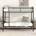 thumbnail image 2 of Twin Over Twin Bunk Bed, Metal Bed Frame with Ladder and Full-length Guardrail, Modern Sturdy Bunk Beds Convertible to 2 Seperate Twin Beds for Kids Adults Bedroom, Mattress Not Included, Black, 2 of 7