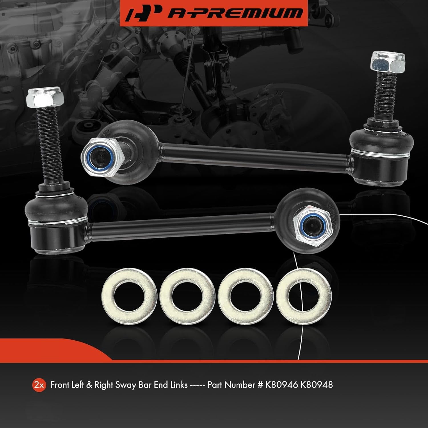A-Premium 2 x Front Sway Bar End Links Kit, Stabilizer Bar Links Kit, Compatible with Toyota Tacoma Truck 2005-2022, 4WD or RWD, Replace # K80946 K80948