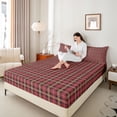 thumbnail image 4 of Homewish Geometric Stripes 3pcs Twin Sheet Sets For Kids Teens Adults,Abstract Plaid Twin Fitted Sheet,Vintage Aesthetic Breathable Flat Sheet,Breathable Home Decor, 4 of 7