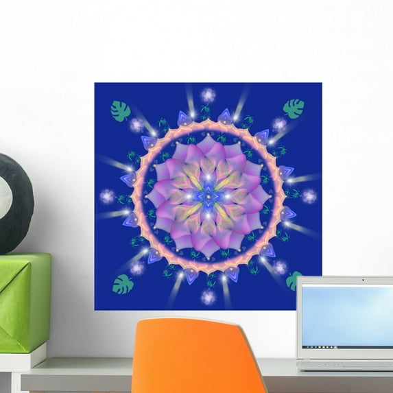 Blue Mandala Wall Mural Decal by Wallmonkeys Vinyl Peel and Stick Graphic (18 in H x 18 in W)